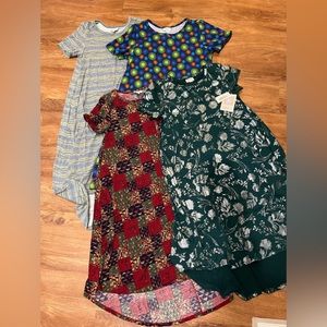 Lot 4 Lularoe Carly Swing Elegant Short Sleeve Dressses Size XS and Small